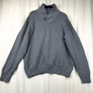 Eddie Bauer | Men's Sweater Large Grey Mock Collar Knit Pullover